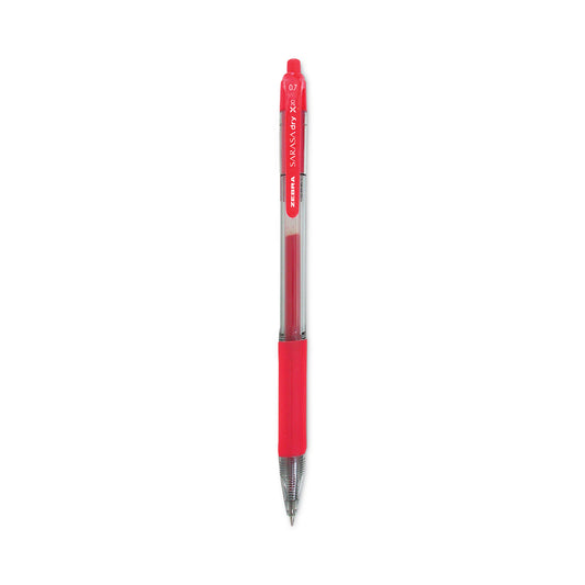 Zebra Sarasa Dry Gel X20 Gel Pen, Retractable, Medium 0.7 mm, Red Ink, Clear/Red Barrel, 12/Pack (46830)