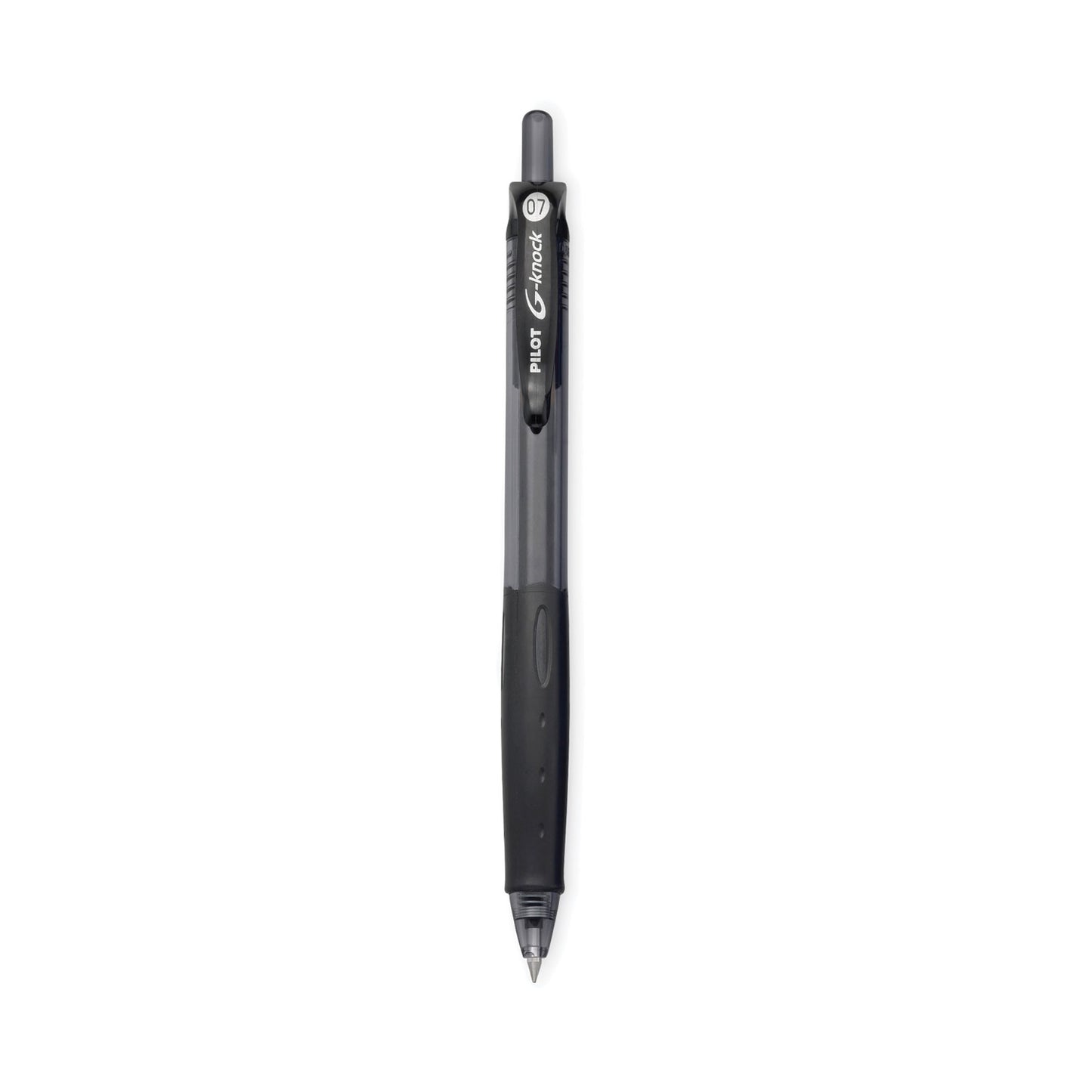 Pilot G-Knock BeGreen Gel Pen, Retractable, Fine 0.7 mm, Black Ink, Smoke/Black Barrel, Dozen (31506)