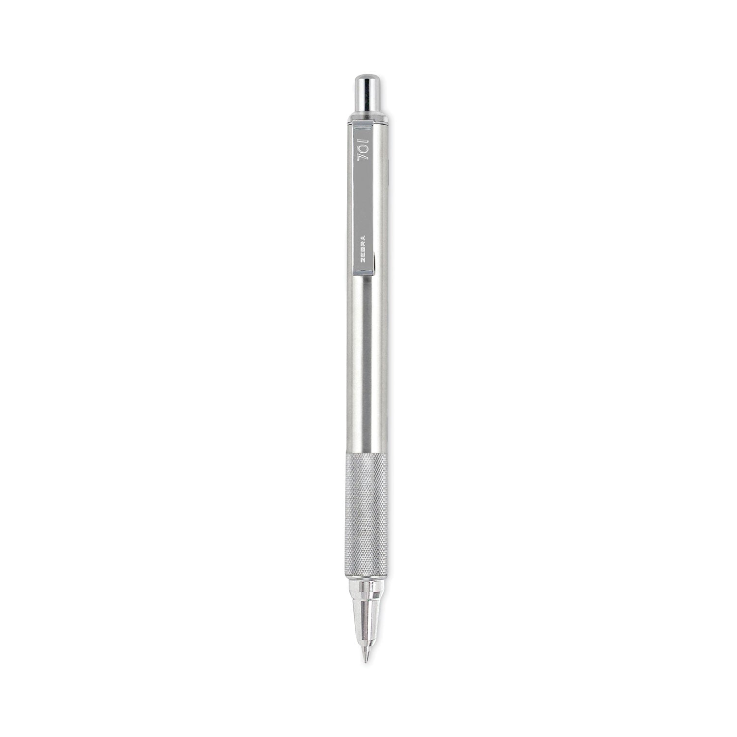 Zebra F-701 Ballpoint Pen, Retractable, Fine 0.7 mm, Black Ink, Stainless Steel/Black Barrel (29411)