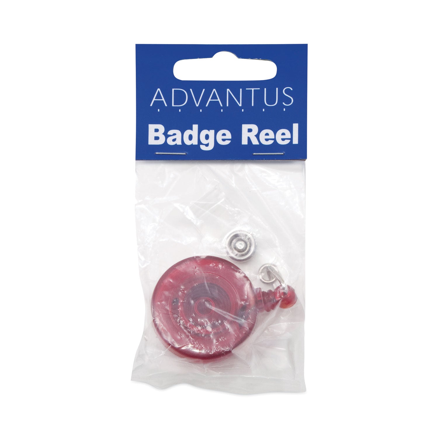 Advantus Translucent Retractable ID Card Reel, 30" Extension, Red, 12/Pack (75471)