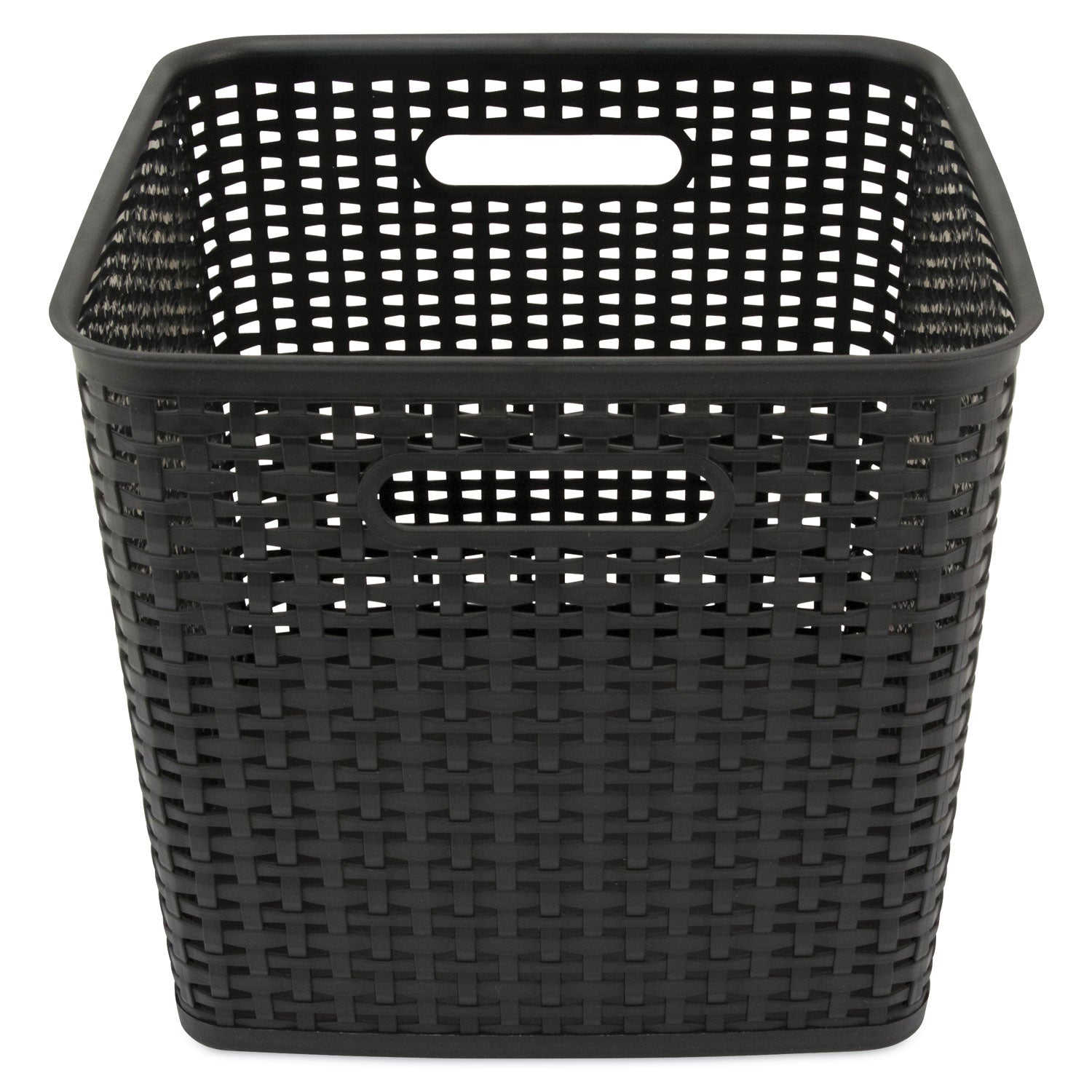 Advantus Plastic Weave Bin, Extra Large, 12.5" x 12.5" x 11.13", Black, 2/Pack (40376)