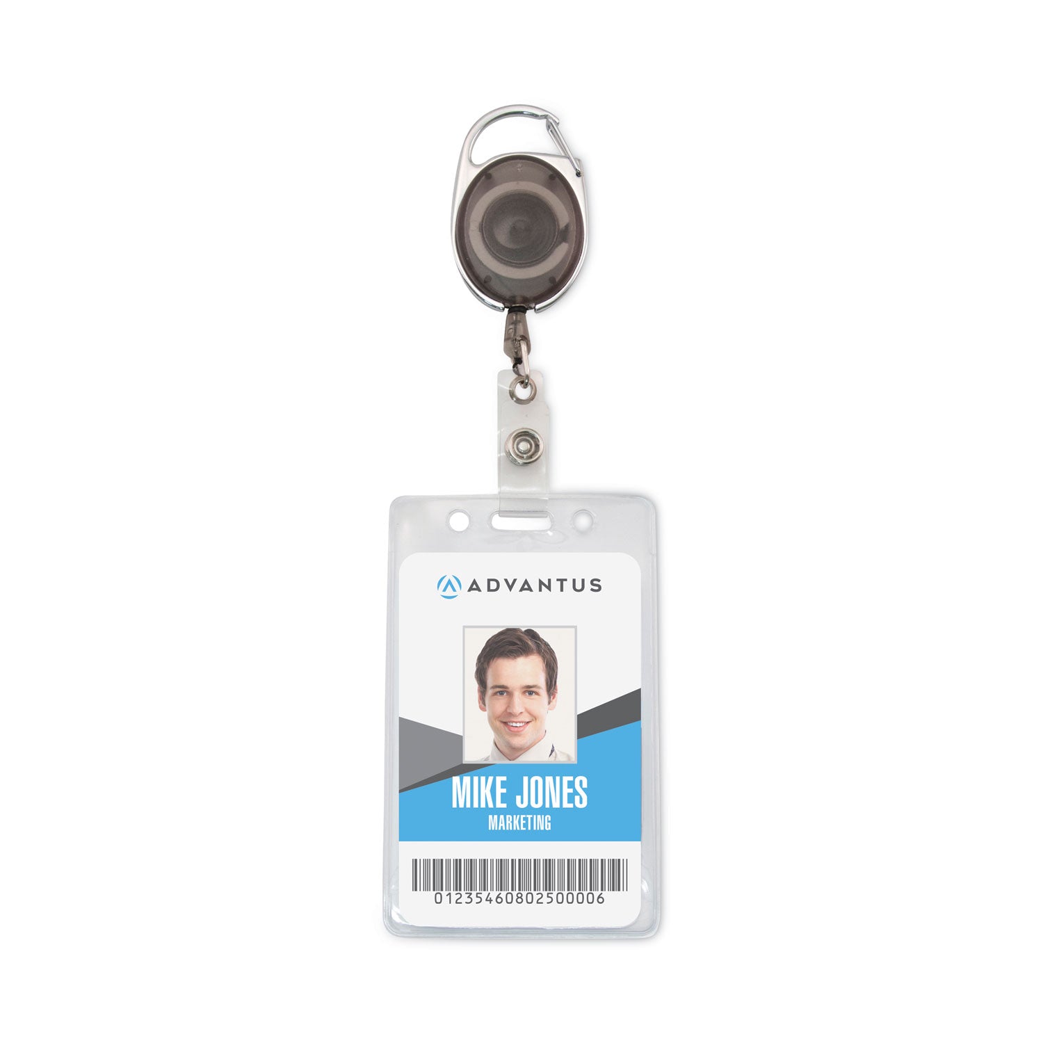 Advantus Carabiner-Style Retractable ID Card Reel, 30" Extension, Smoke, 12/Pack (75551)
