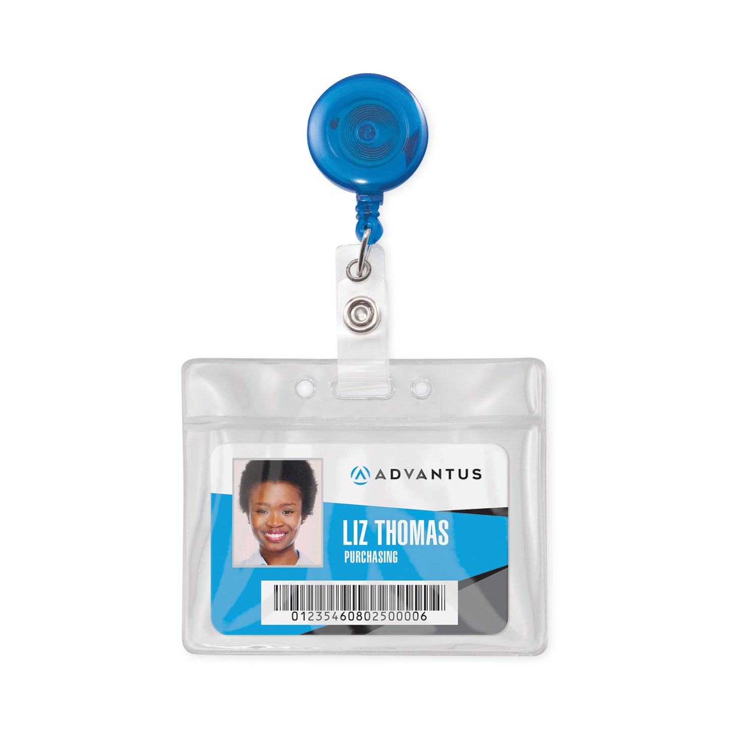 Advantus Translucent Retractable ID Card Reel, 30" Extension, Blue, 12/Pack (75472)