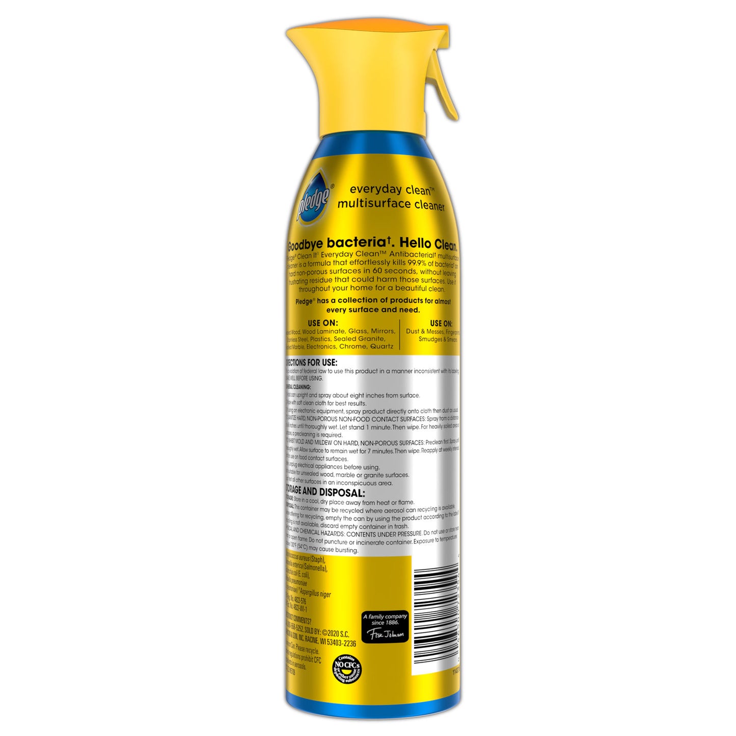 Pledge Multi Surface Antibacterial Everyday Cleaner, 9.7 oz Aerosol Spray, 6/Carton (336276)