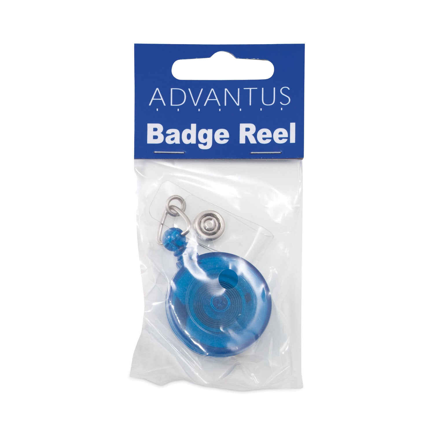 Advantus Translucent Retractable ID Card Reel, 30" Extension, Blue, 12/Pack (75472)