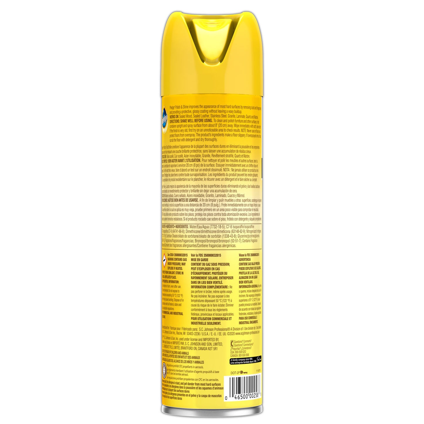 Pledge Furniture Polish, Lemon, 14.2 oz Aerosol Spray (301168EA)