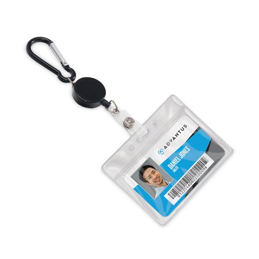 Advantus Metal Badge Reel/Carabiner Set, 24" Extension, Black, 5/Pack (76349)