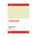 Universal Perforated Ruled Writing Pads, Wide/Legal Rule, Red Headband, 50 Canary-Yellow 8.5 x 11.75 Sheets, Dozen (10630)