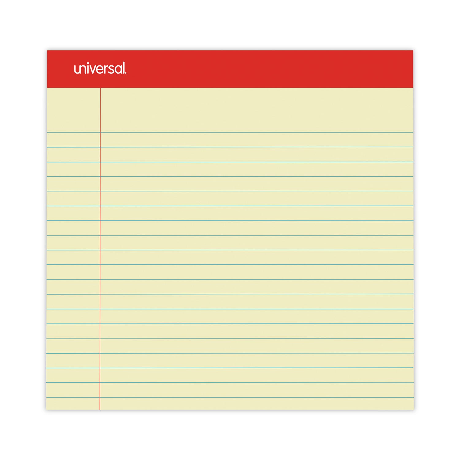 Universal Perforated Ruled Writing Pads, Wide/Legal Rule, Red Headband, 50 Canary-Yellow 8.5 x 11.75 Sheets, Dozen (10630)