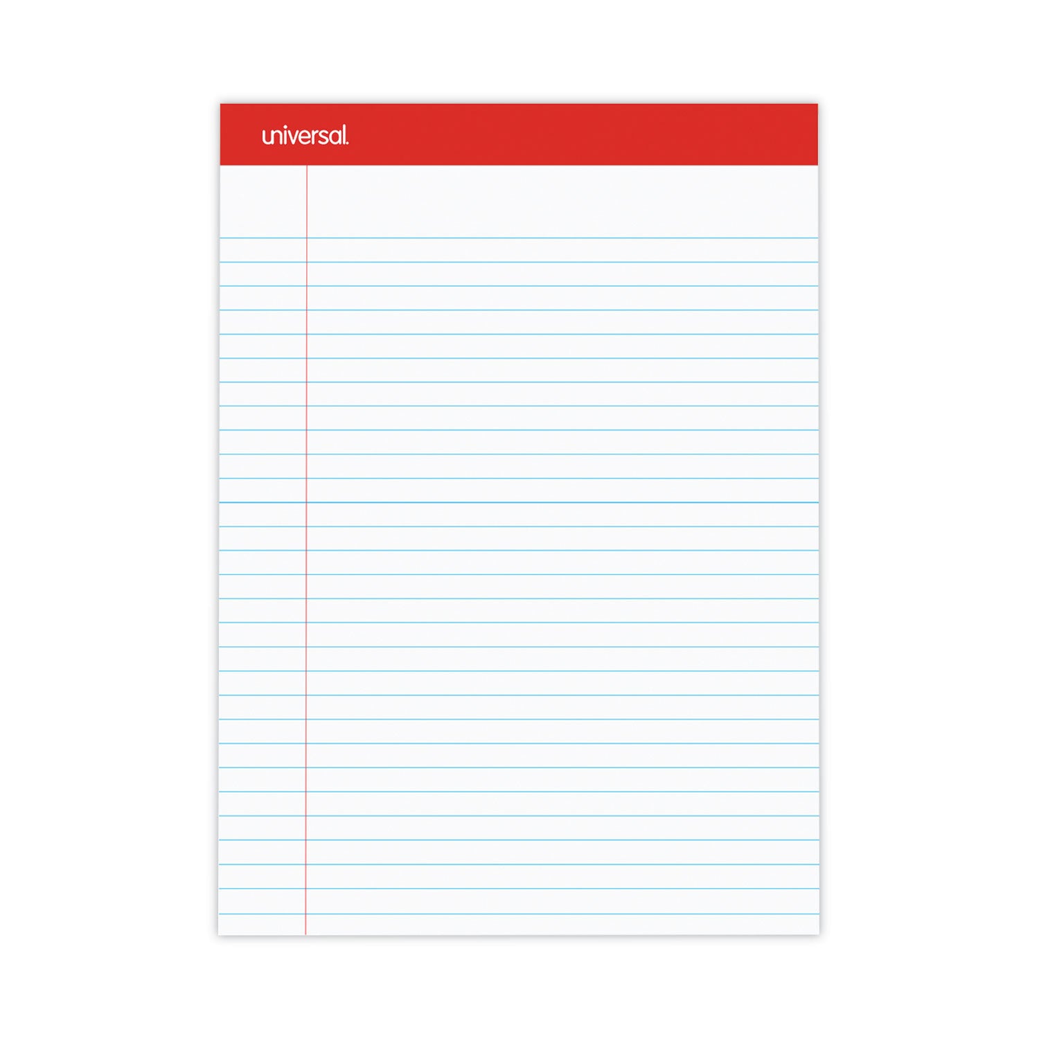 Universal Perforated Ruled Writing Pads, Wide/Legal Rule, Red Headband, 50 White 8.5 x 11.75 Sheets, Dozen (20630)