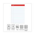 Universal Perforated Ruled Writing Pads, Wide/Legal Rule, Red Headband, 50 White 8.5 x 11.75 Sheets, Dozen (20630)