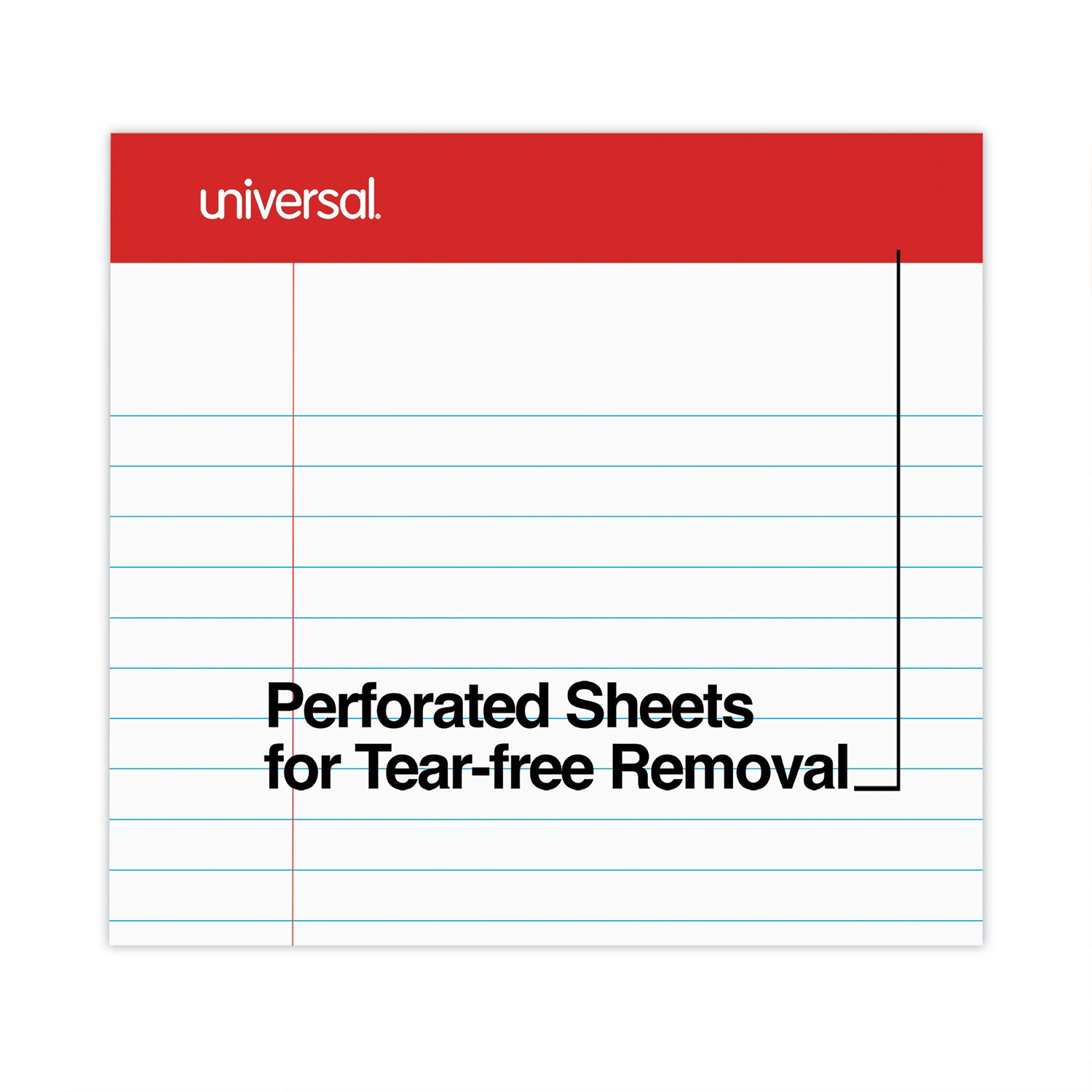 Universal Perforated Ruled Writing Pads, Wide/Legal Rule, Red Headband, 50 White 8.5 x 11.75 Sheets, Dozen (20630)