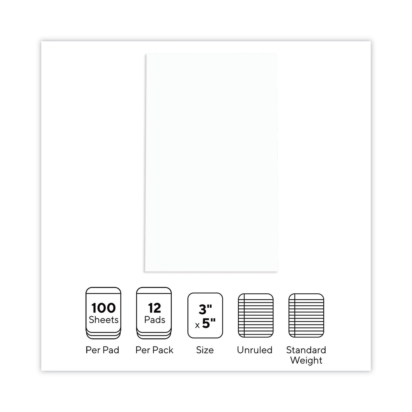 Universal Scratch Pads, Unruled, 3 x 5, White, 100 Sheets, 12/Pack (35613)