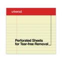 Universal Perforated Ruled Writing Pads, Wide/Legal Rule, Red Headband, 50 Canary-Yellow 8.5 x 14 Sheets, Dozen (40000)