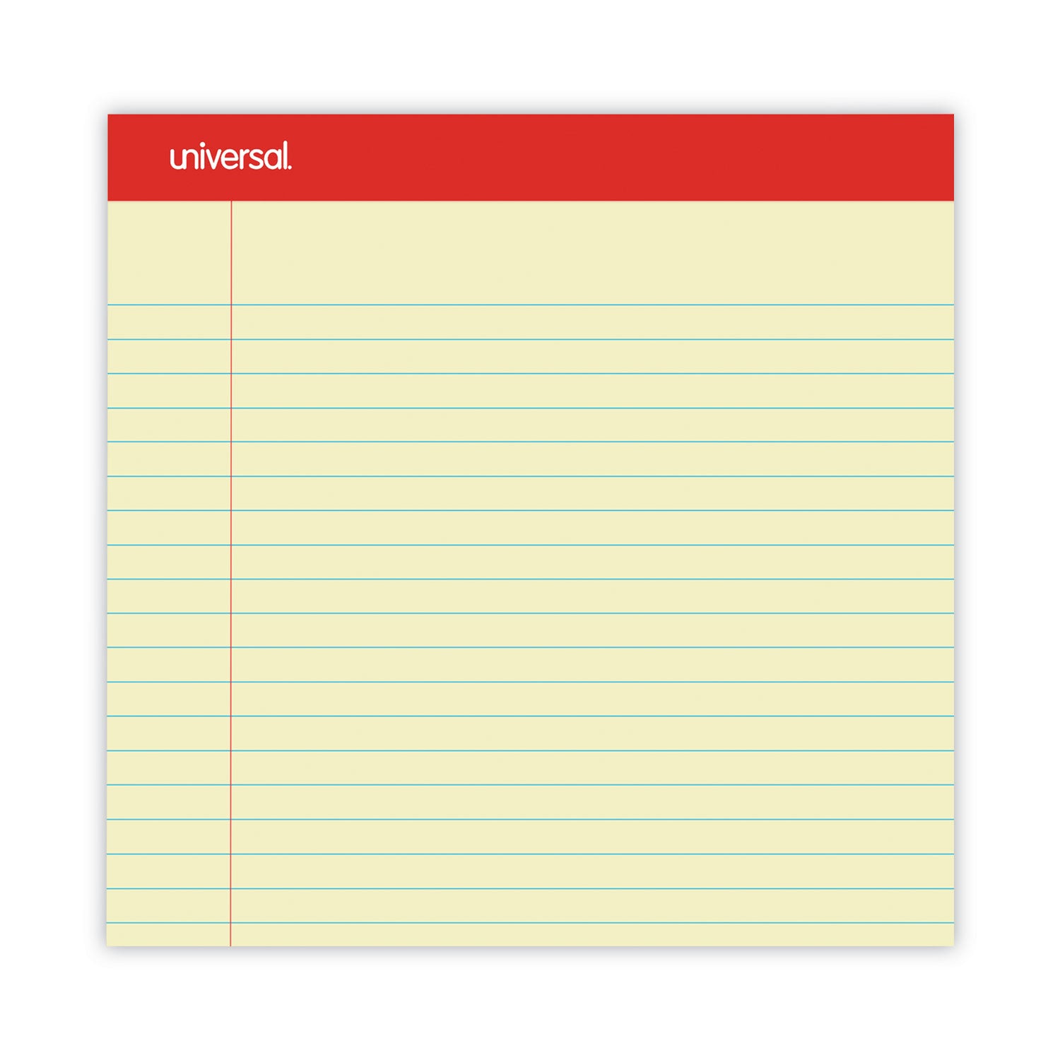 Universal Perforated Ruled Writing Pads, Wide/Legal Rule, Red Headband, 50 Canary-Yellow 8.5 x 14 Sheets, Dozen (40000)