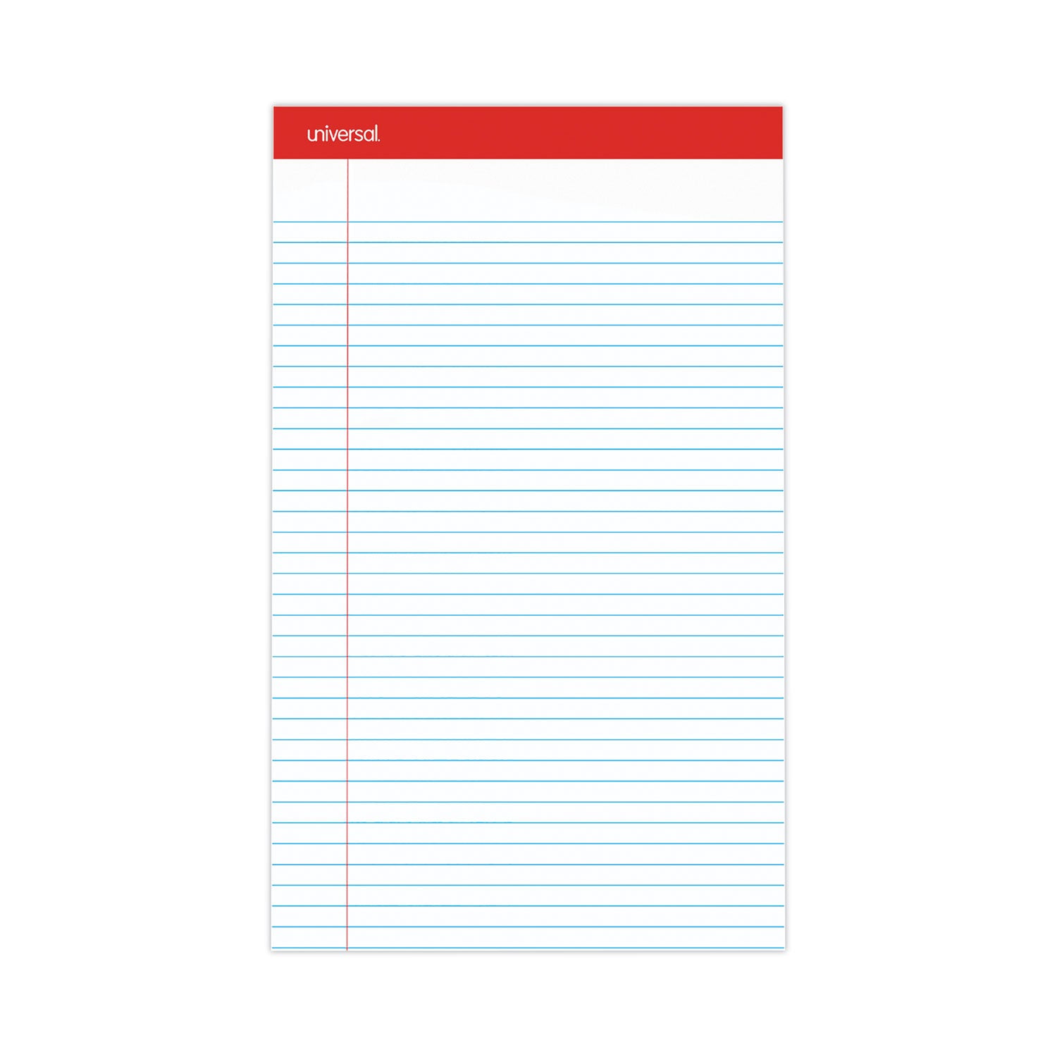 Universal Perforated Ruled Writing Pads, Wide/Legal Rule, Red Headband, 50 White 8.5 x 14 Sheets, Dozen (45000)