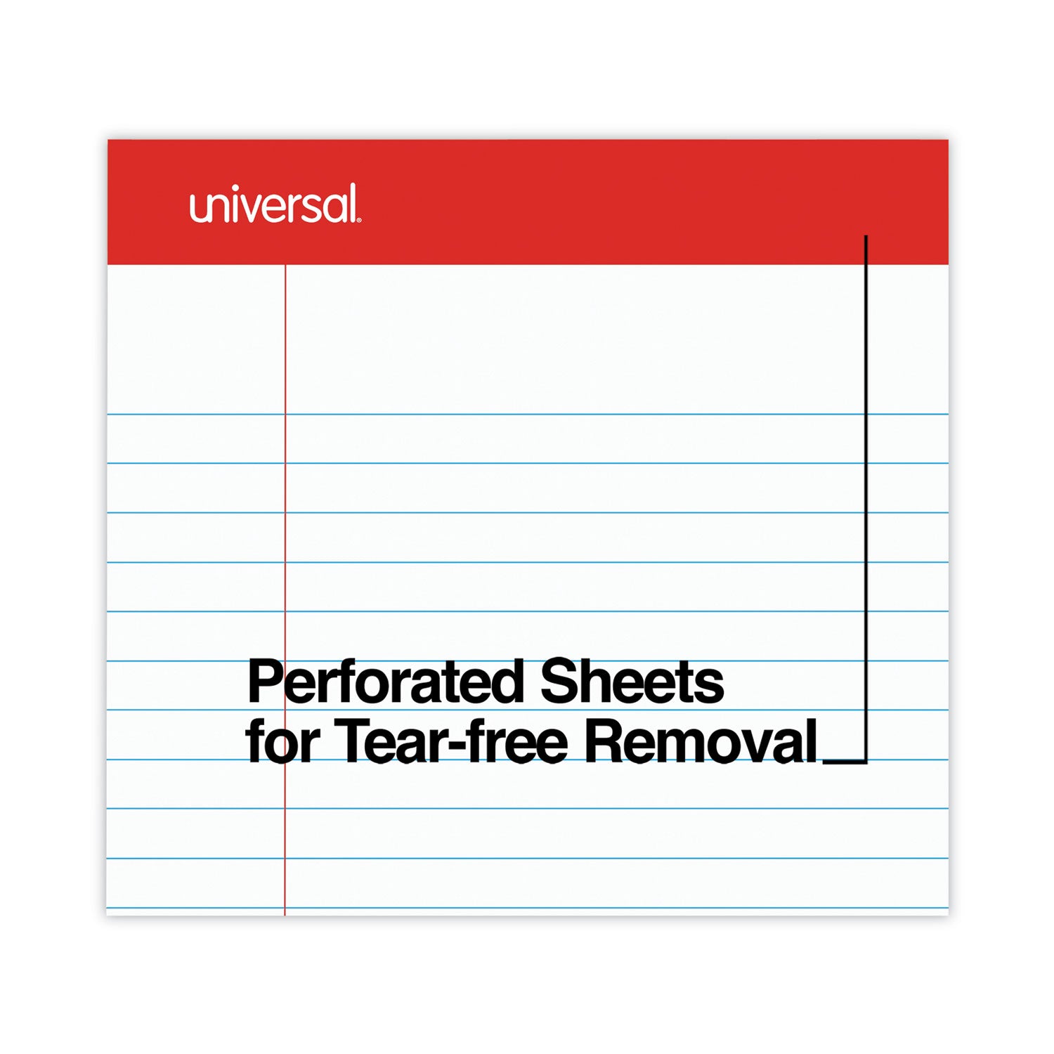 Universal Perforated Ruled Writing Pads, Wide/Legal Rule, Red Headband, 50 White 8.5 x 14 Sheets, Dozen (45000)