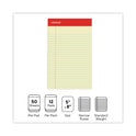 Universal Perforated Ruled Writing Pads, Narrow Rule, Red Headband, 50 Canary-Yellow 5 x 8 Sheets, Dozen (46200)