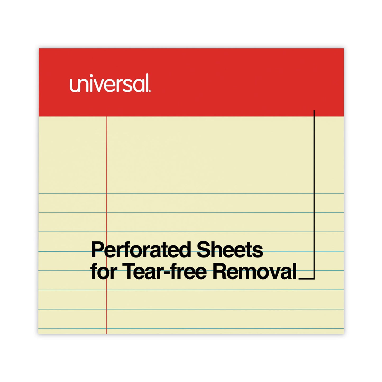 Universal Perforated Ruled Writing Pads, Narrow Rule, Red Headband, 50 Canary-Yellow 5 x 8 Sheets, Dozen (46200)