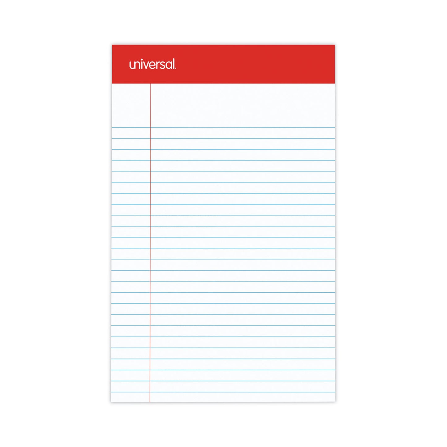 Universal Perforated Ruled Writing Pads, Narrow Rule, Red Headband, 50 White 5 x 8 Sheets, Dozen (46300)