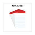 Universal Perforated Ruled Writing Pads, Narrow Rule, Red Headband, 50 White 5 x 8 Sheets, Dozen (46300)