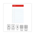 Universal Perforated Ruled Writing Pads, Narrow Rule, Red Headband, 50 White 5 x 8 Sheets, Dozen (46300)