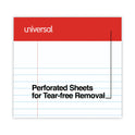 Universal Perforated Ruled Writing Pads, Narrow Rule, Red Headband, 50 White 5 x 8 Sheets, Dozen (46300)