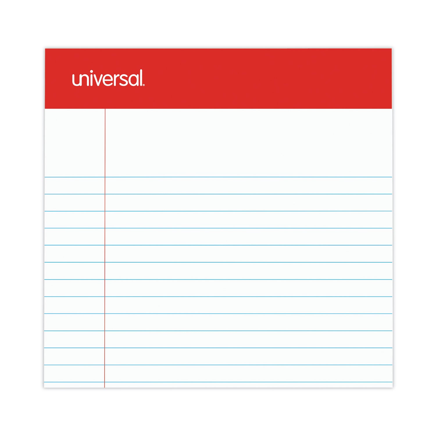 Universal Perforated Ruled Writing Pads, Narrow Rule, Red Headband, 50 White 5 x 8 Sheets, Dozen (46300)