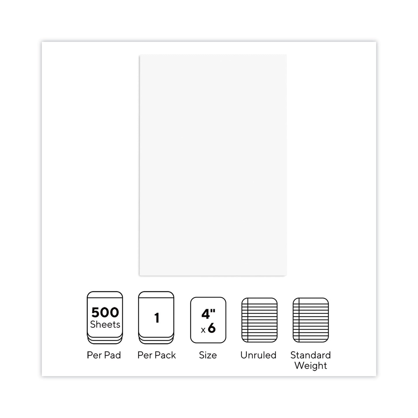 Universal Loose White Memo Sheets, 4 x 6, Unruled, Plain White, 500/Pack (46500)