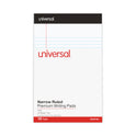 Universal Premium Ruled Writing Pads with Heavy-Duty Back, Narrow Rule, Black Headband, 50 White 5 x 8 Sheets, 12/Pack (57300)