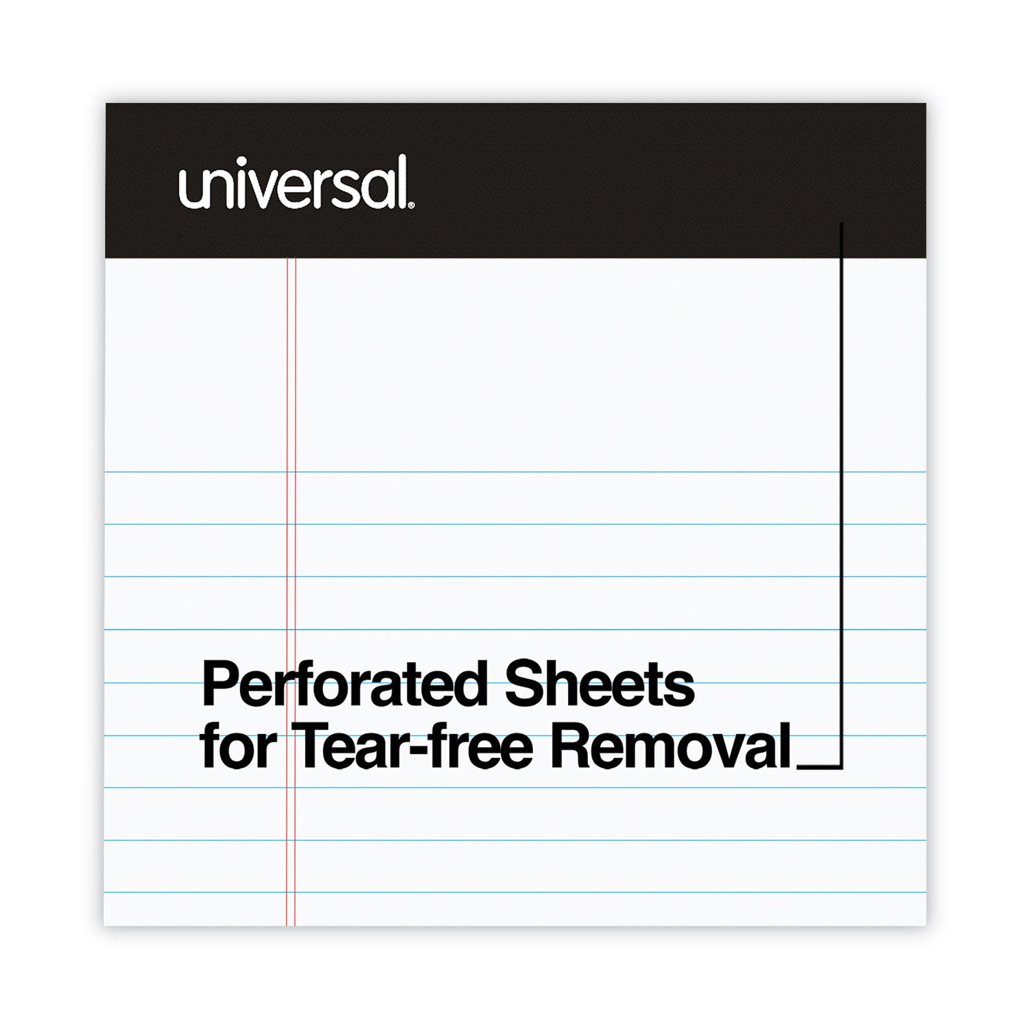 Universal Premium Ruled Writing Pads with Heavy-Duty Back, Narrow Rule, Black Headband, 50 White 5 x 8 Sheets, 12/Pack (57300)