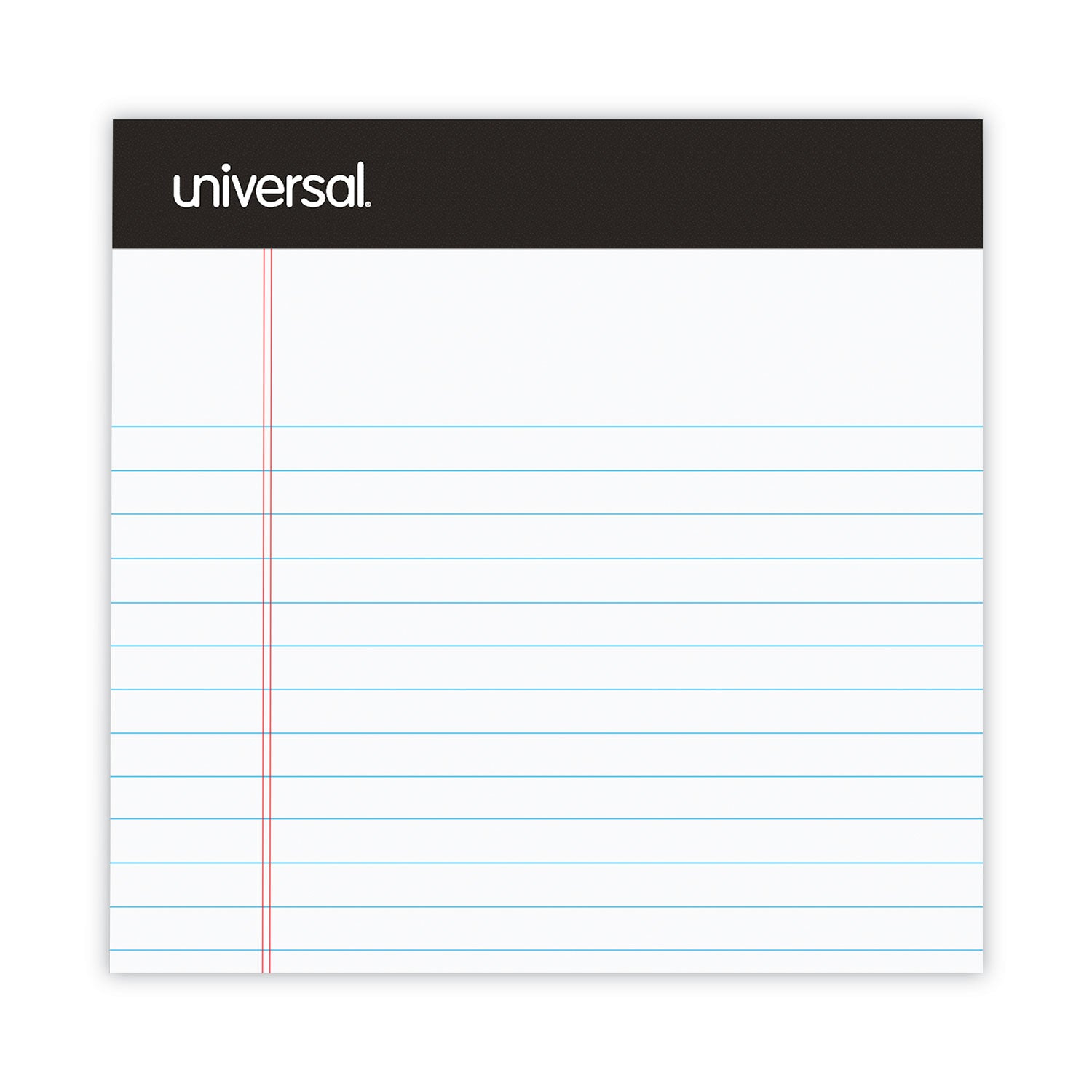 Universal Premium Ruled Writing Pads with Heavy-Duty Back, Narrow Rule, Black Headband, 50 White 5 x 8 Sheets, 12/Pack (57300)