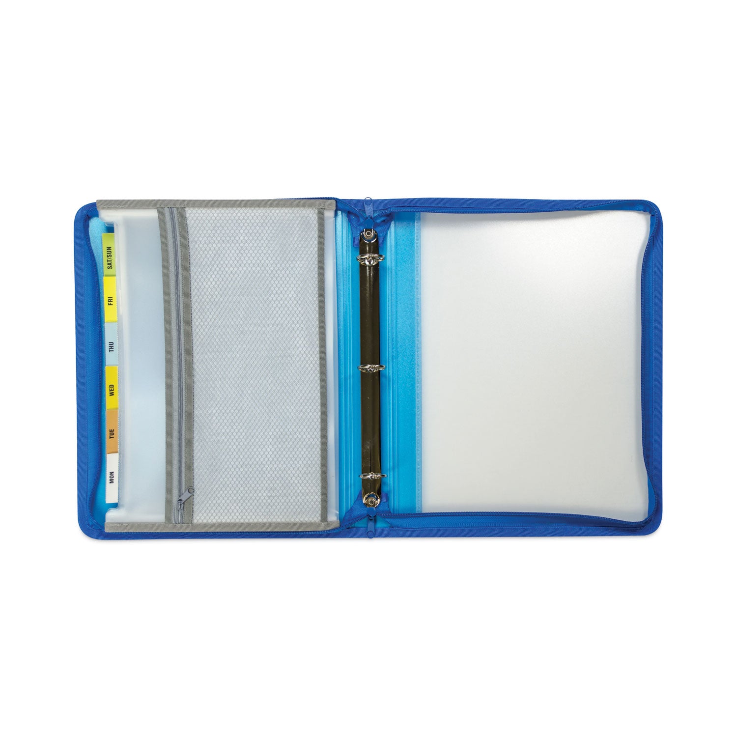 C-Line Zippered Binder with Expanding File, 2" Expansion, 7 Sections, Zipper Closure, 1/6-Cut Tabs, Letter Size, Bright Blue (48115)