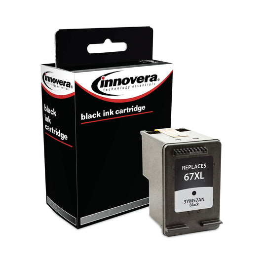 Innovera Remanufactured Black Ink, Replacement for 67XL (3YM57AN), 240 Page-Yield