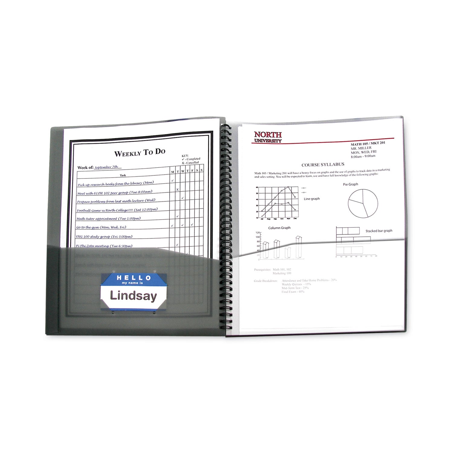 C-Line Eight-Pocket Portfolio, Polypropylene, 8.5 x 11, Smoke/Smoke (33081)