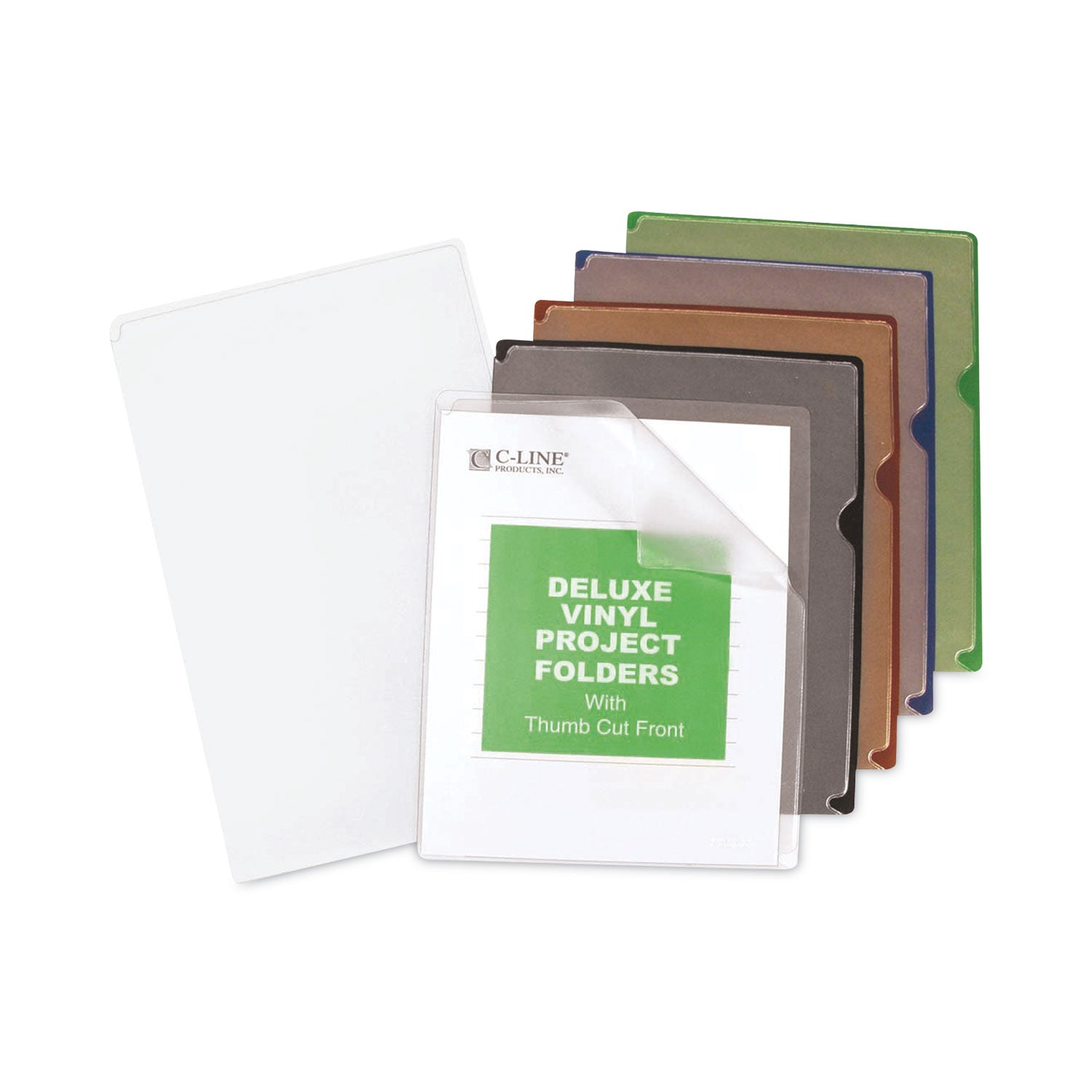 C-Line Deluxe Vinyl Project Folders, Letter Size, Assorted Colors, 35/Box (62150)