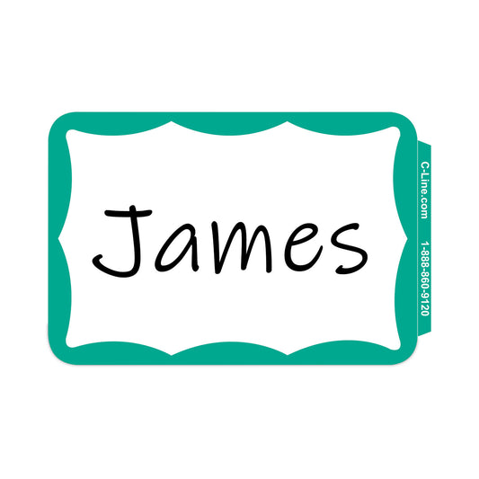 C-Line Self-Adhesive Name Badges, 3.5 x 2.25, Green, 100/Box (92263)