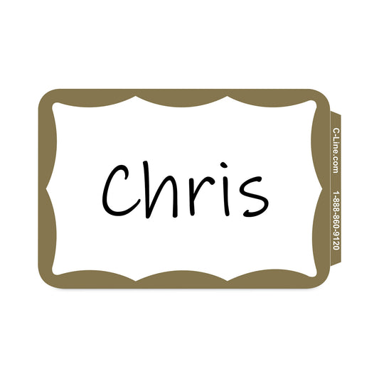 C-Line Self-Adhesive Name Badges, 3.5 x 2.25, Gold, 100/Box (92266)