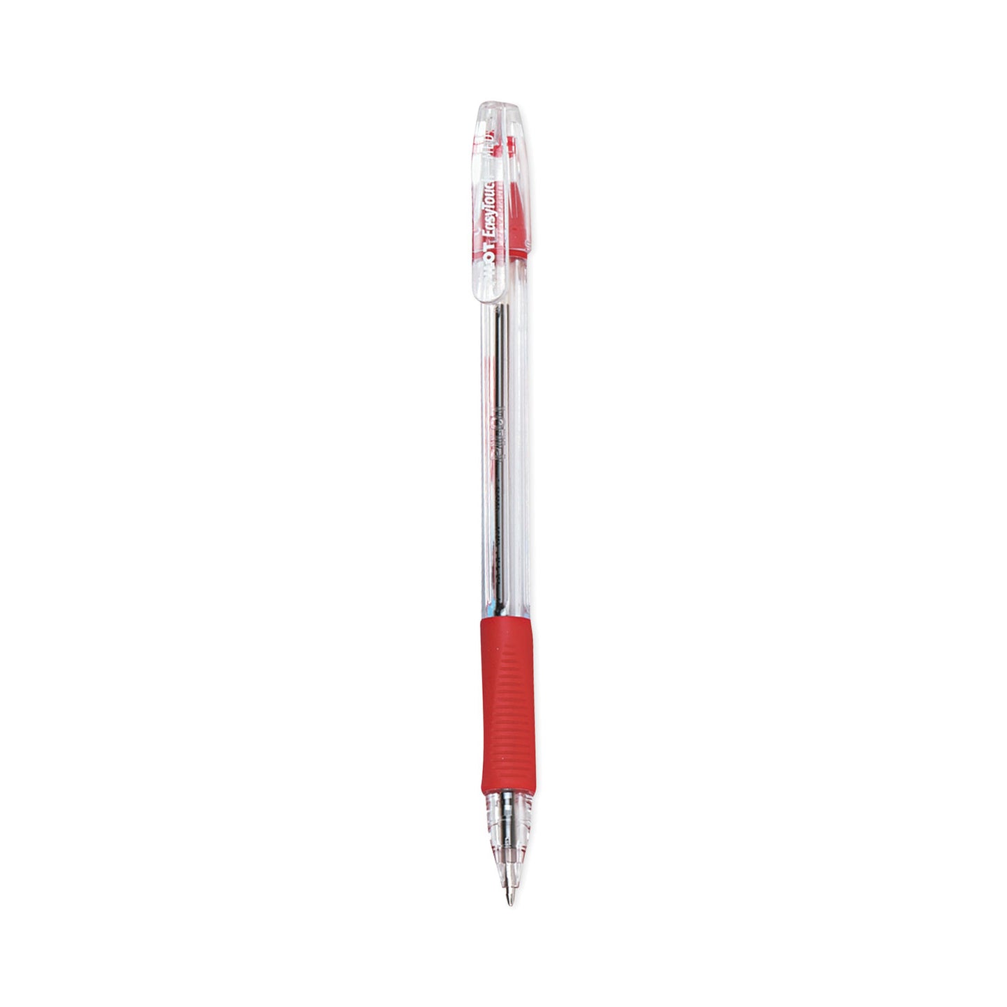 Pilot EasyTouch Ballpoint Pen, Stick, Medium 1 mm, Red Ink, Clear/Red Barrel, Dozen (32012)