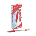 Pilot EasyTouch Ballpoint Pen, Stick, Medium 1 mm, Red Ink, Clear/Red Barrel, Dozen (32012)