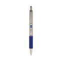 Zebra F-402 Ballpoint Pen, Retractable, Fine 0.7 mm, Blue Ink, Stainless Steel/Blue Barrel, 2/Pack (29222)