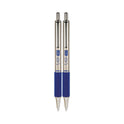 Zebra F-402 Ballpoint Pen, Retractable, Fine 0.7 mm, Blue Ink, Stainless Steel/Blue Barrel, 2/Pack (29222)
