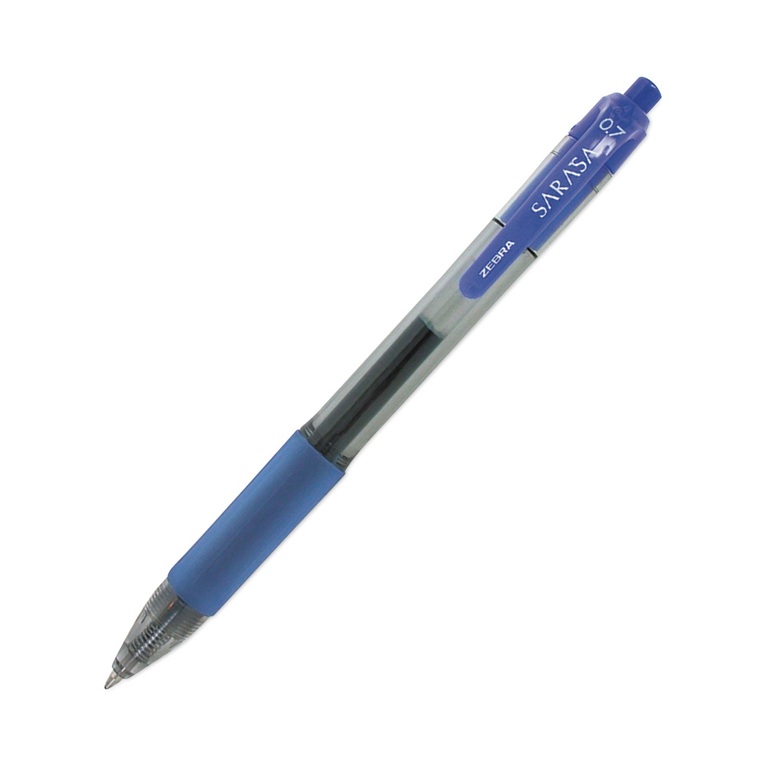 Zebra Sarasa Dry Gel X20 Gel Pen, Retractable, Medium 0.7 mm, Blue Ink, Clear/Blue Barrel, 12/Pack (46820)