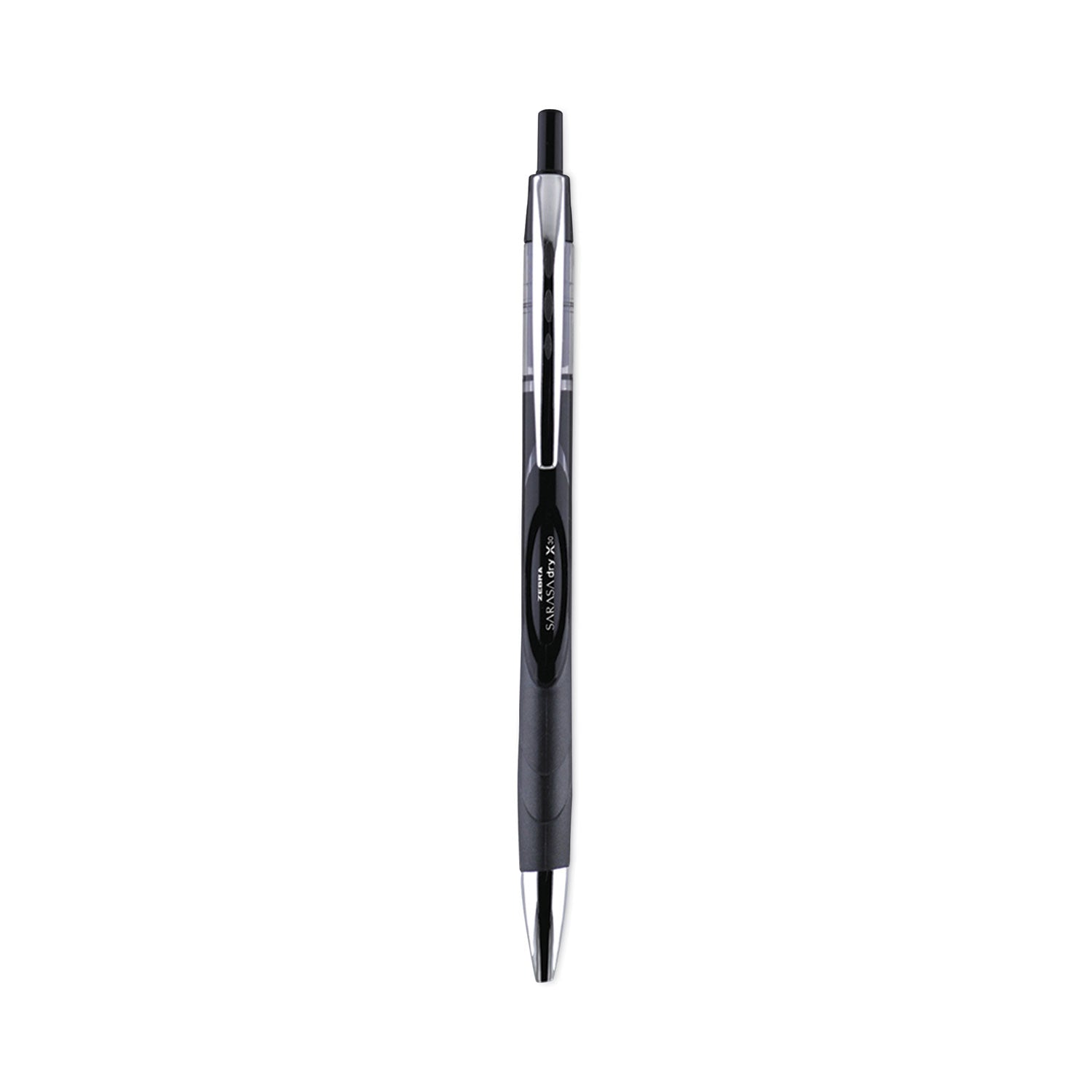 Zebra Sarasa Dry Gel X30 Gel Pen, Retractable, Medium 0.7 mm, Black Ink, Black/Silver Barrel, 24/Pack (47024)