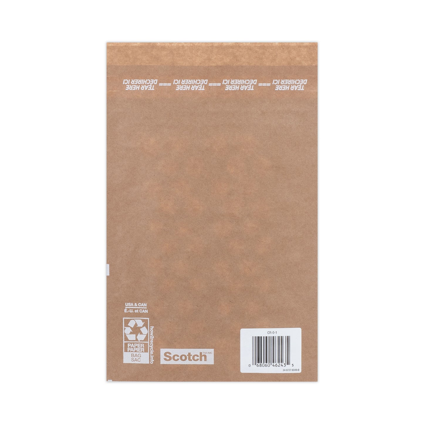 Scotch Curbside Recyclable Padded Mailer, #0, Bubble Cushion, Self-Adhesive Closure, 7 x 11.25, Natural Kraft, 100/Carton (CR01)