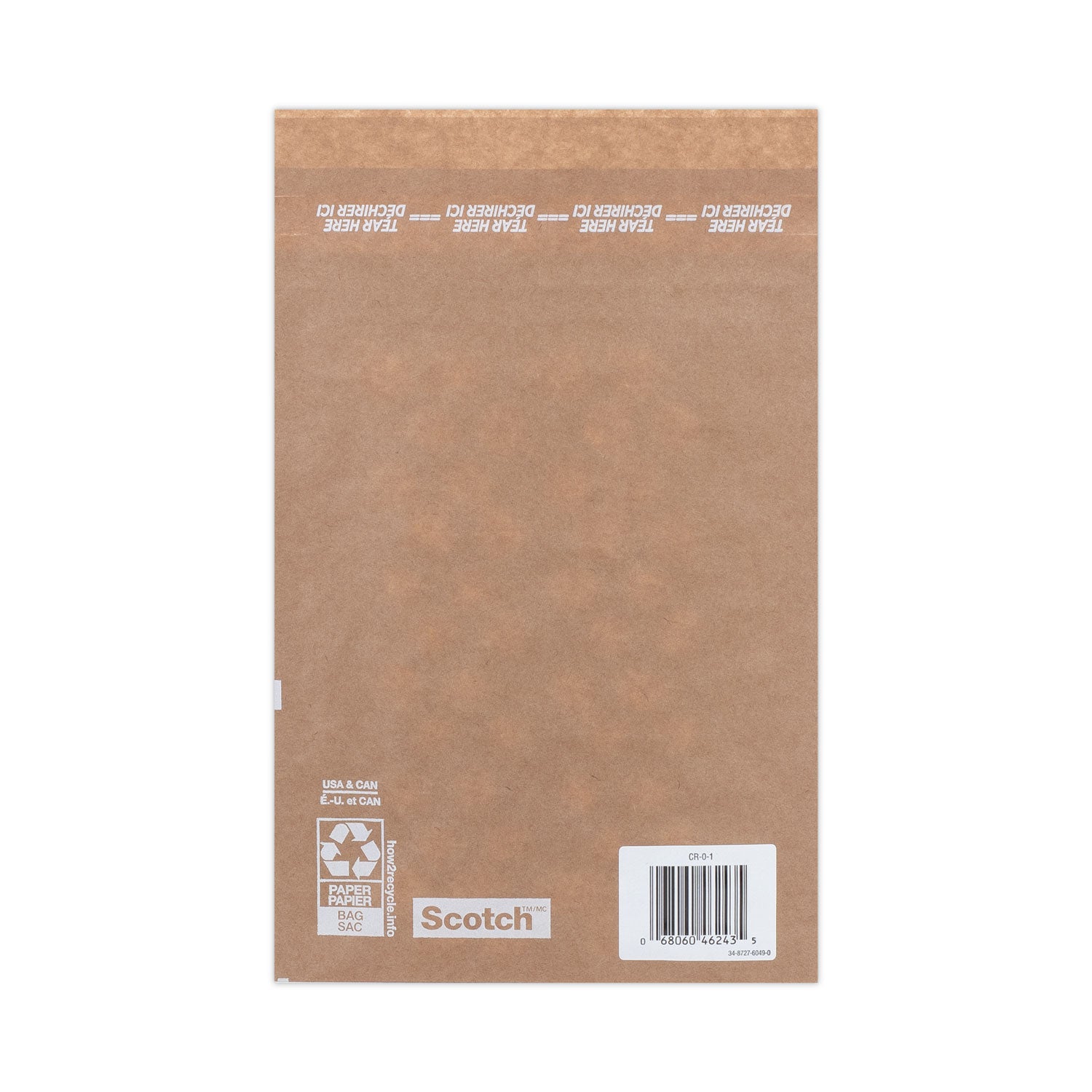 Scotch Curbside Recyclable Padded Mailer, #0, Bubble Cushion, Self-Adhesive Closure, 7 x 11.25, Natural Kraft, 100/Carton (CR01)