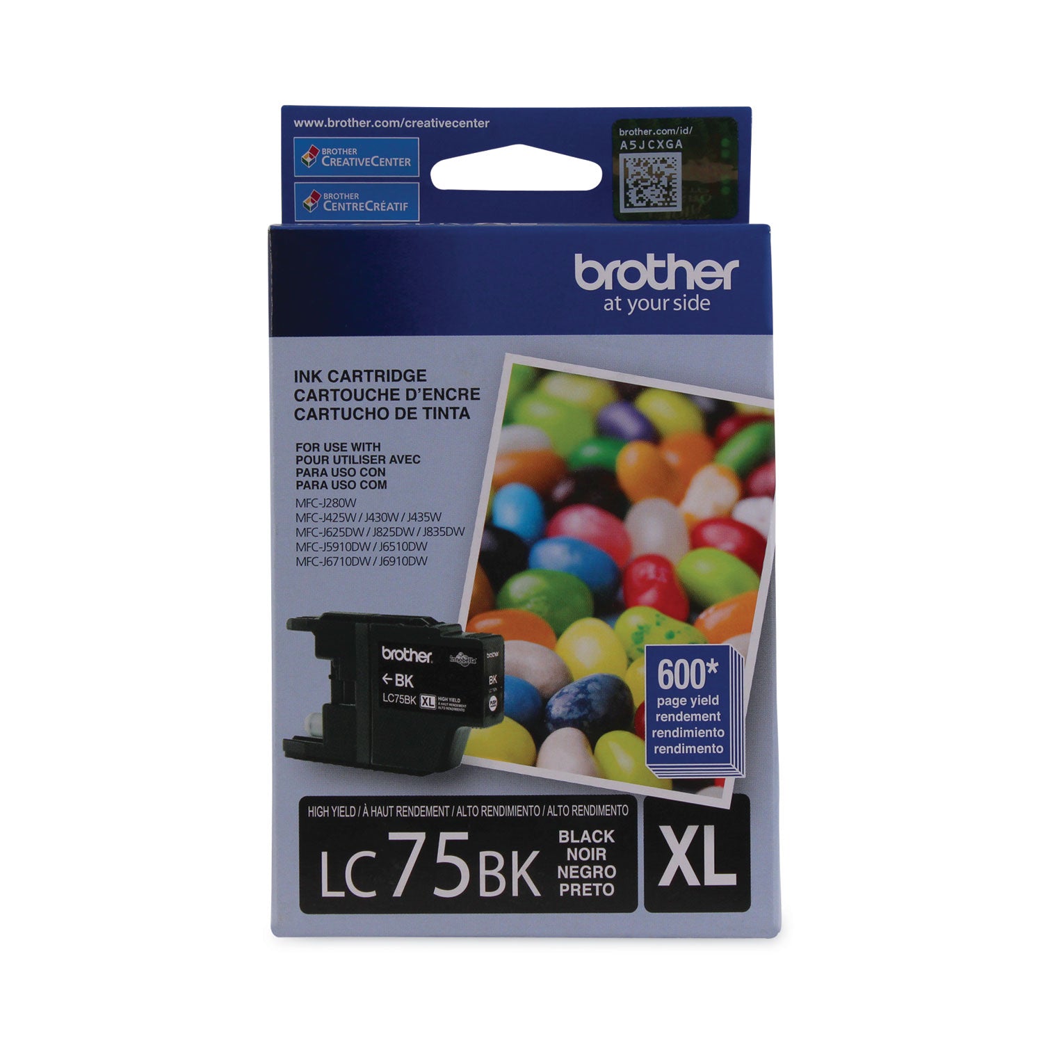 Brother LC75BK Innobella High-Yield Ink, 600 Page-Yield, Black