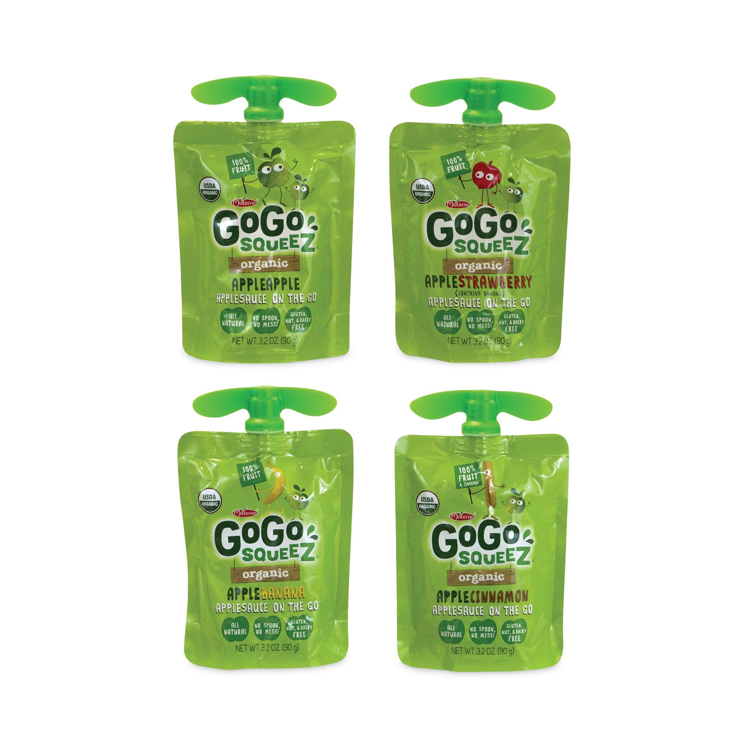 GoGo Squeez Fruit On The Go, Variety Applesauce, 3.2 oz Pouch, 20/Carton (22000742)