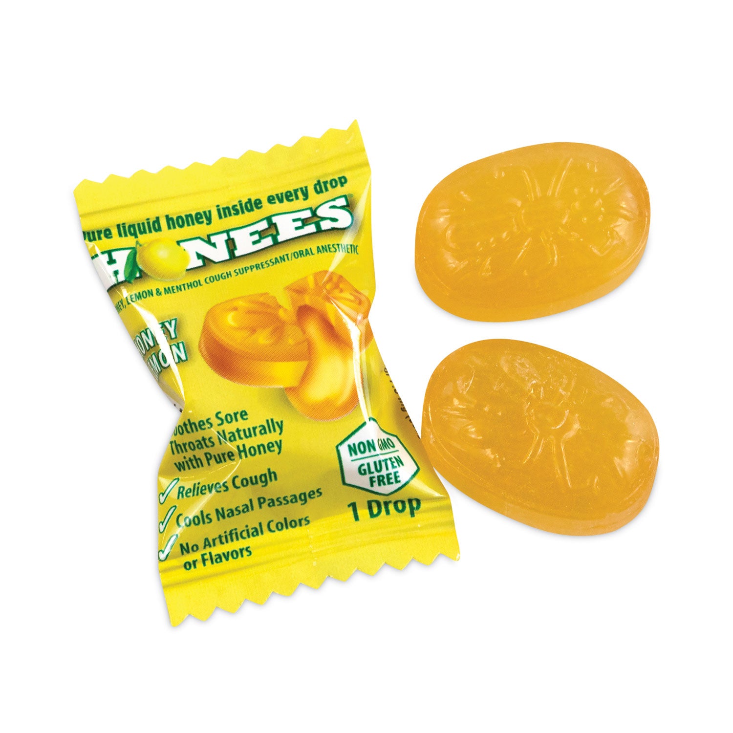 HONEES Cough Drops, Honey-Lemon, 20 per Bag, 6 Bags/Pack (29300005)