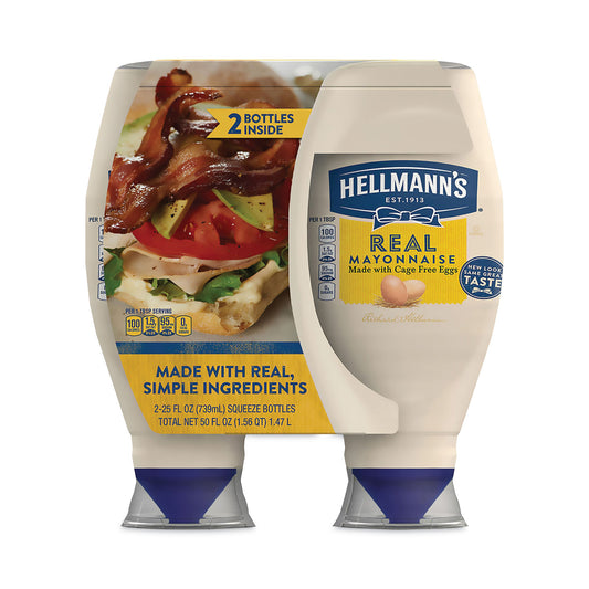 Hellmann's Real Mayonnaise, 25 oz Bottle, 2/Pack (22000476)